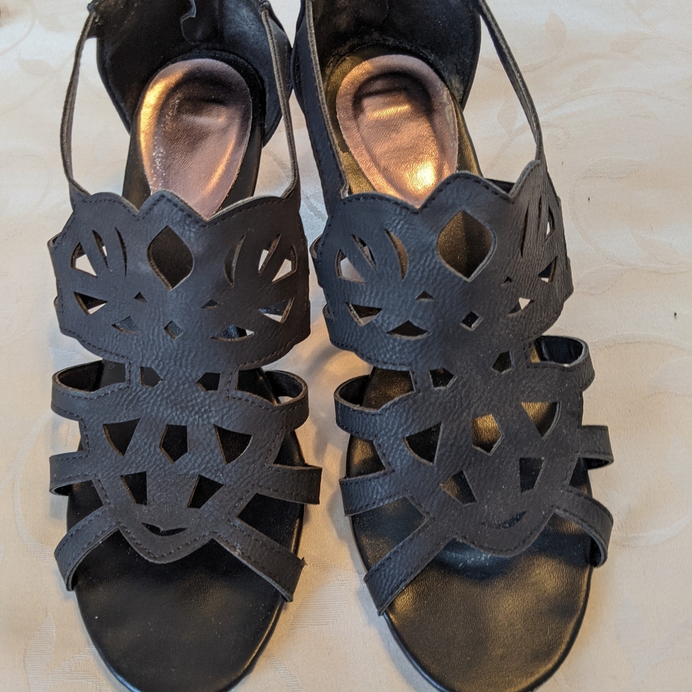 Black cut out sandals